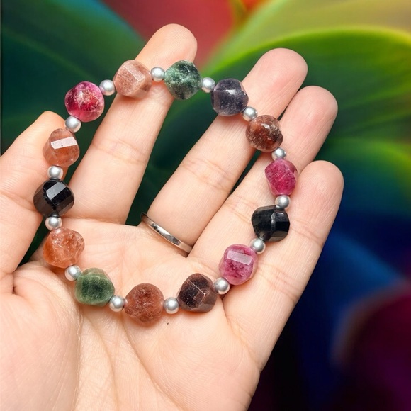 Jewelry - Multicolored Quartz Bracelet | 10mm Faceted Gemstones + Czech Glass | Handmade